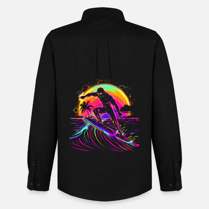 Surfer Vaporwave - Männer Oxford Hemd von Stanley/Stella - Schwarz