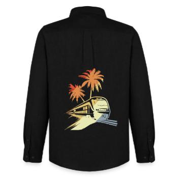 Railway Portrait - Men's Oxford Shirt by Stanley/Stella - black - Back - AI Model Male 185 dark (185cm)