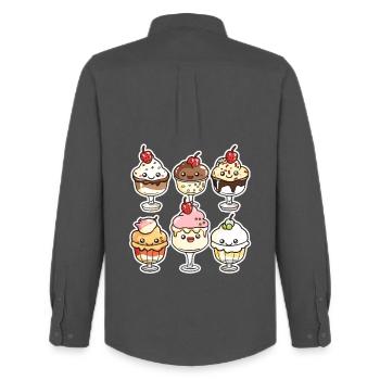 Dessin animé de crème glacée - Chemise Oxford homme Stanley/Stella - charbon - Dos - AI Model Male 185 dark (185cm)