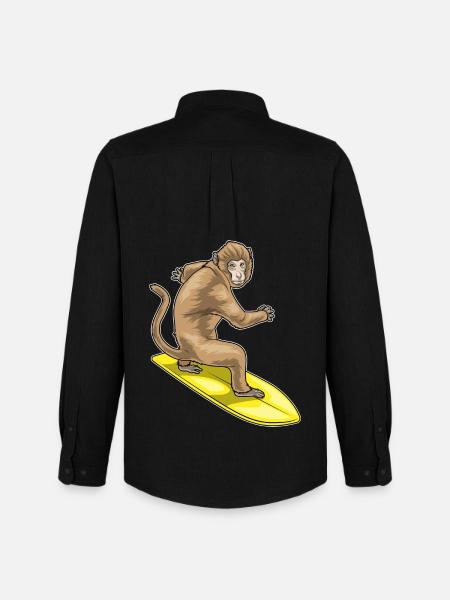 Monkey Surfing Surfboard Summer - Men's Oxford Shirt by Stanley/Stella - black
