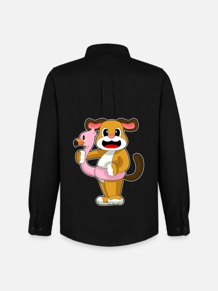 Dog Flamingo - Men's Oxford Shirt by Stanley/Stella - black
