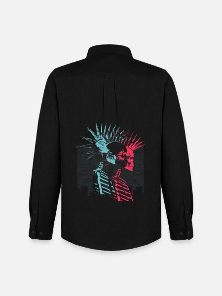 Neon Punk Rock Skulls City Skyline - Men's Oxford Shirt by Stanley/Stella - black