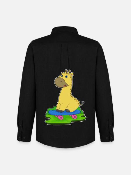 Giraffe Skater Skateboard - Men's Oxford Shirt by Stanley/Stella - black