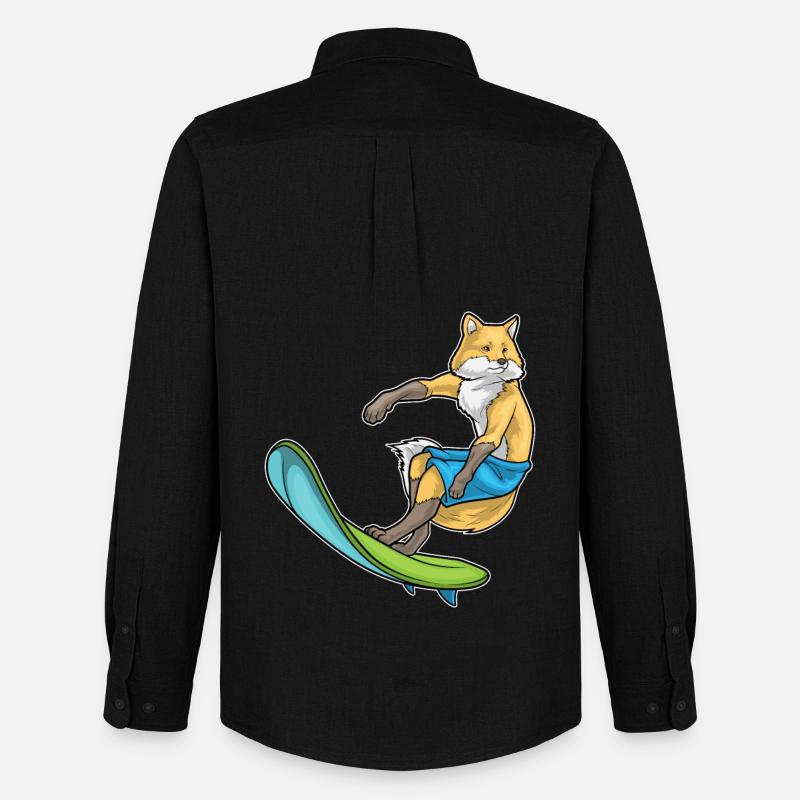 Fuchs Surfer Surfbrett - Männer Oxford Hemd von Stanley/Stella - Schwarz
