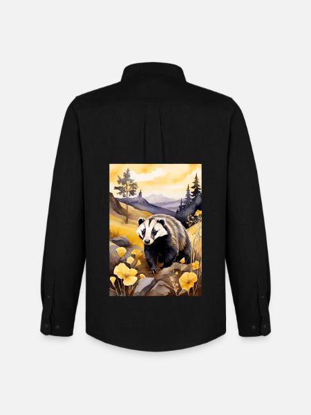 Badger in golden autumn - Men's Oxford Shirt by Stanley/Stella - black