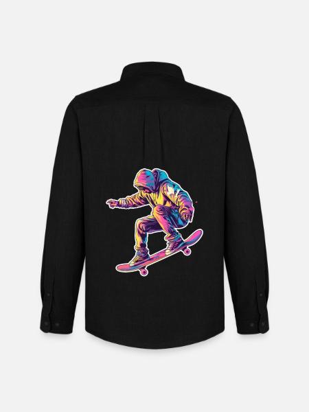 Retro Skateboarder - Men's Oxford Shirt by Stanley/Stella - black