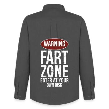 Achtung Furzzone Betreten auf eigene Gefahr - Männer Oxford Hemd von Stanley/Stella - Anthrazit - Hinten - AI Model Male 185 dark (185cm)