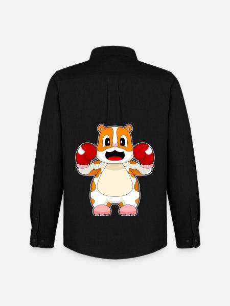 Hamster Boxer Boxing Gloves Boxing - Men's Oxford Shirt by Stanley/Stella - black