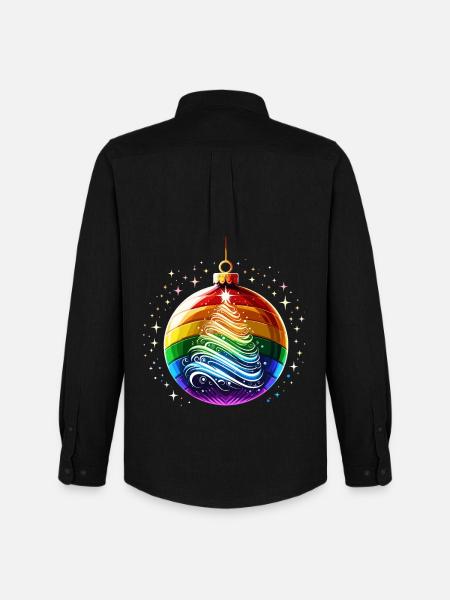 Rainbow Christmas Ball - Men's Oxford Shirt by Stanley/Stella - black