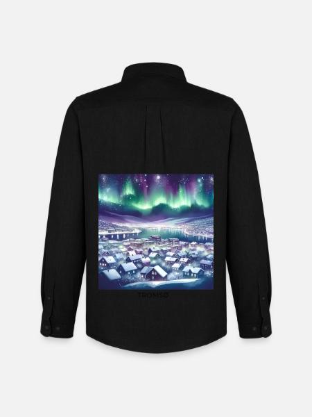 Tromsø Winter Landscape Scandinavia Norway - Men's Oxford Shirt by Stanley/Stella - black