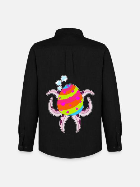 Krake Ostern Osterei - Männer Oxford Hemd von Stanley/Stella - Schwarz