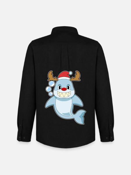 Requin Noël renne - Chemise Oxford homme Stanley/Stella - noir