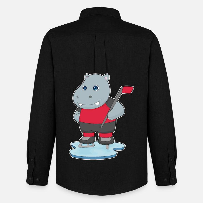 Nilpferd Eishockey Eishockeyschläger - Männer Oxford Hemd von Stanley/Stella - Schwarz