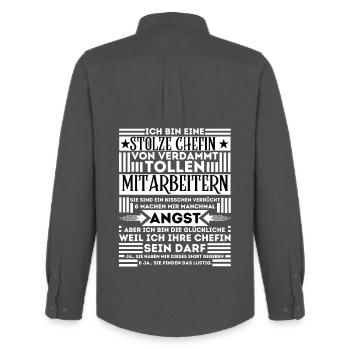 STOLZE CHEFIN VON VERDAMMT TOLLEN MITARBEITERN - Männer Oxford Hemd von Stanley/Stella - Anthrazit - Hinten - AI Model Male 185 dark (185cm)