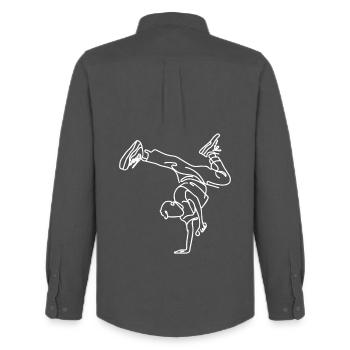 Breakdance garçon dessin - Chemise Oxford homme Stanley/Stella - charbon - Dos - AI Model Male 185 dark (185cm)