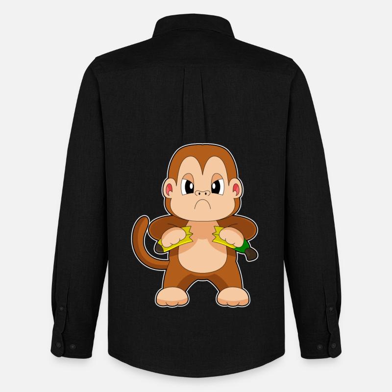 Affe Banane  - Männer Oxford Hemd von Stanley/Stella - Schwarz