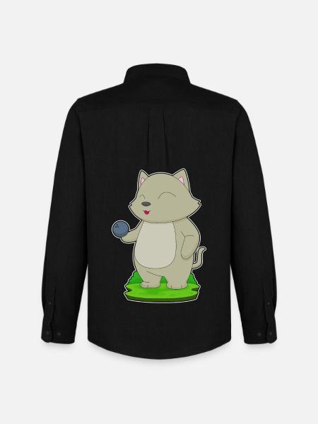 Cat Bowling Bowling Ball - Men's Oxford Shirt by Stanley/Stella - black