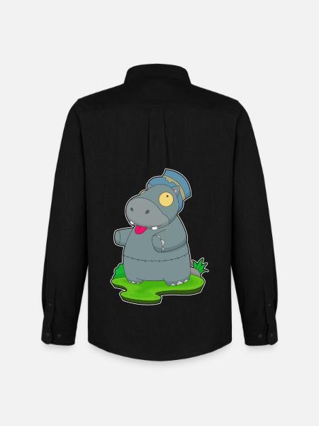 Hippopotamus Halloween Zombie - Men's Oxford Shirt by Stanley/Stella - black