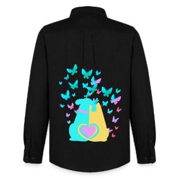 Printemps Chien Chat Coeur - Chemise Oxford homme Stanley/Stella - noir - Dos - AI Model Male 185 dark (185cm)