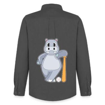 Hippopotamus Baseball Batte de Baseball - Chemise Oxford homme Stanley/Stella - charbon - Dos - AI Model Male 185 dark (185cm)