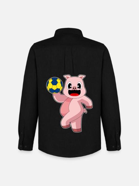 Pig Handball Player Handball - Men's Oxford Shirt by Stanley/Stella - black