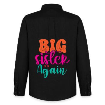 Big sister gift Big Sister Again - Men's Oxford Shirt by Stanley/Stella - black - Back - AI Model Male 185 dark (185cm)