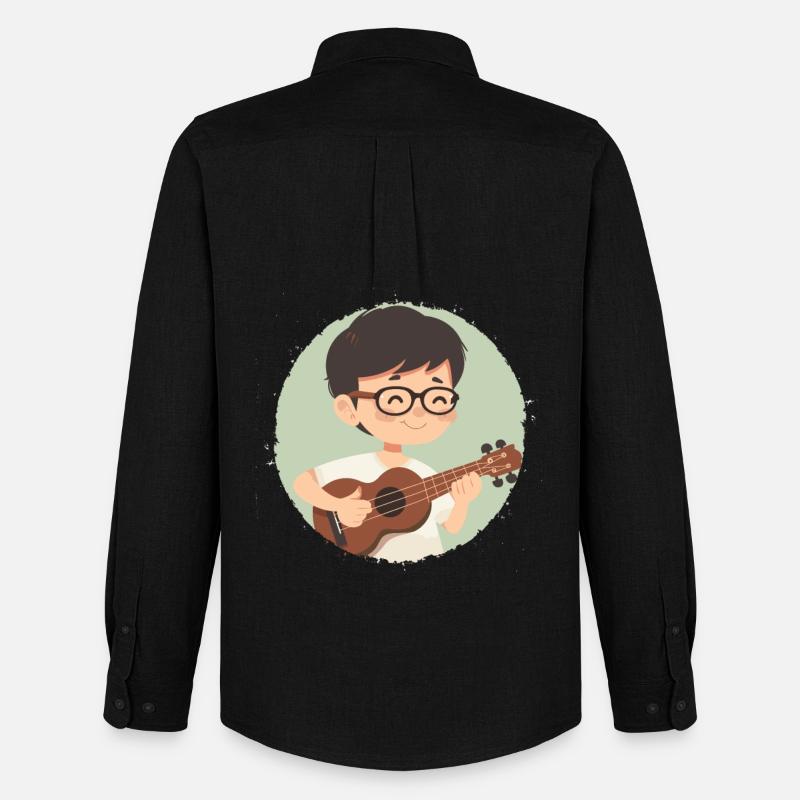 Ukulele Junge Grafik - Männer Oxford Hemd von Stanley/Stella - Schwarz