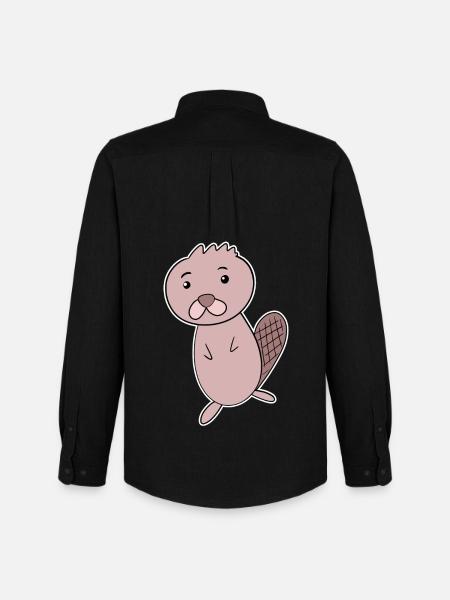 Beaver Animal - Men's Oxford Shirt by Stanley/Stella - black