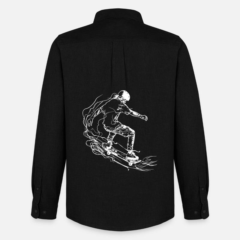 Skateboarder Line Art - Männer Oxford Hemd von Stanley/Stella - Schwarz