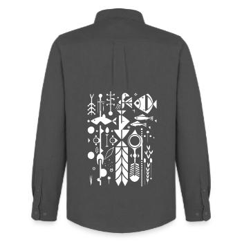 Fishing Silhouette - Men's Oxford Shirt by Stanley/Stella - anthracite - Back - AI Model Male 185 dark (185cm)
