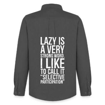lazy is a very strong word funny shirt - Männer Oxford Hemd von Stanley/Stella - Anthrazit - Hinten - AI Model Male 185 dark (185cm)