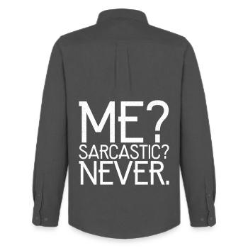 me sarcastic never - Men's Oxford Shirt by Stanley/Stella - anthracite - Back - AI Model Male 185 dark (185cm)