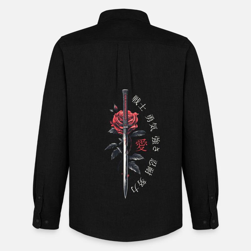 Japan Schriftzeichen Schwert Rose Geschenk - Männer Oxford Hemd von Stanley/Stella - Schwarz