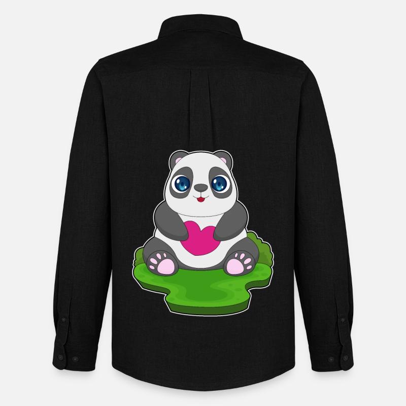 Panda Herz - Männer Oxford Hemd von Stanley/Stella - Schwarz