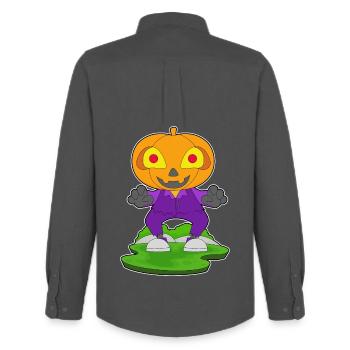 Jack O’Lantern Halloween Pumpkin - Chemise Oxford homme Stanley/Stella - charbon - Dos - AI Model Male 185 dark (185cm)