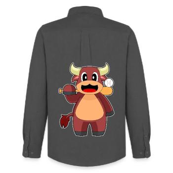 Bull Baseball Batte de baseball - Chemise Oxford homme Stanley/Stella - charbon - Dos - AI Model Male 185 dark (185cm)