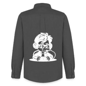 Croquis d’amateur de jeux vidéo - Chemise Oxford homme Stanley/Stella - charbon - Dos - AI Model Male 185 dark (185cm)