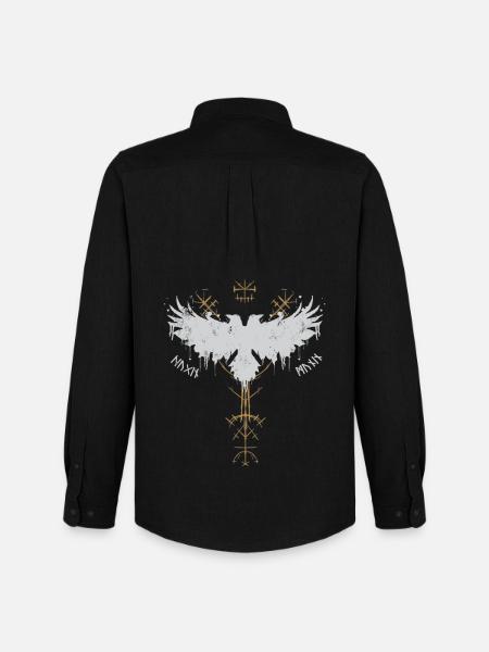 Vikinger - Hugin og Munin – Odins ravne - Oxfordskjorte herre Stanley/Stella - sort