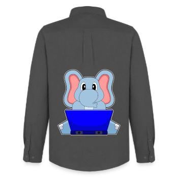 Ordinateur portable éléphant - Chemise Oxford homme Stanley/Stella - charbon - Dos - AI Model Male 185 dark (185cm)