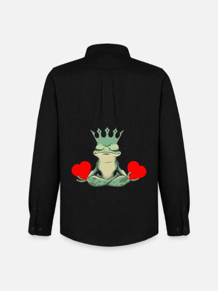 Valentine Frog Frogs Heart Toad King - Men's Oxford Shirt by Stanley/Stella - black