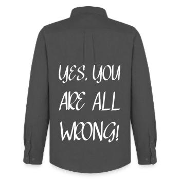 Yes, you are all wrong! - Chemise Oxford homme Stanley/Stella - charbon - Dos - AI Model Male 185 dark (185cm)