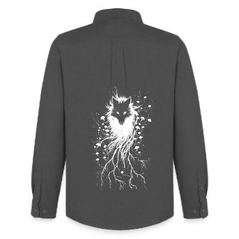 Mushroom Fox Overgrown By Roots Abstract Nature - Men's Oxford Shirt by Stanley/Stella - anthracite - Back - AI Model Male 185 dark (185cm)