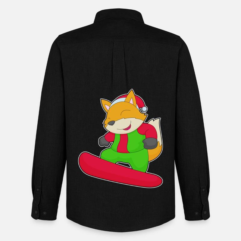 Fuchs Weihnachten Snowboard - Männer Oxford Hemd von Stanley/Stella - Schwarz