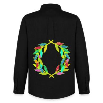 Rainbow Laurel Wreath Laurel - Men's Oxford Shirt by Stanley/Stella - black - Back - AI Model Male 185 dark (185cm)