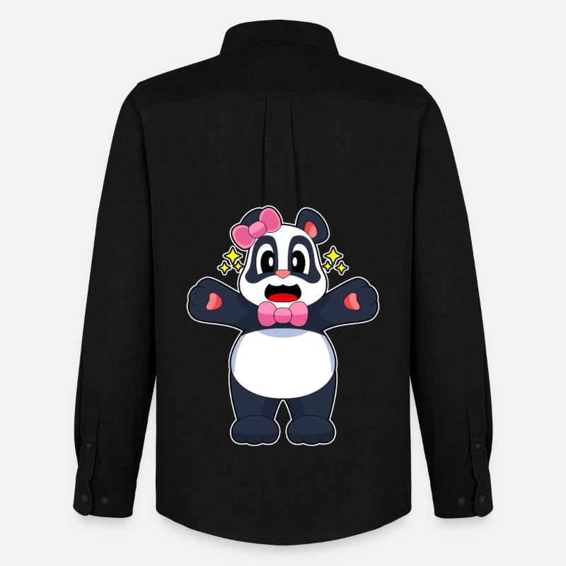 Panda Haarschleife - Männer Oxford Hemd von Stanley/Stella - Schwarz