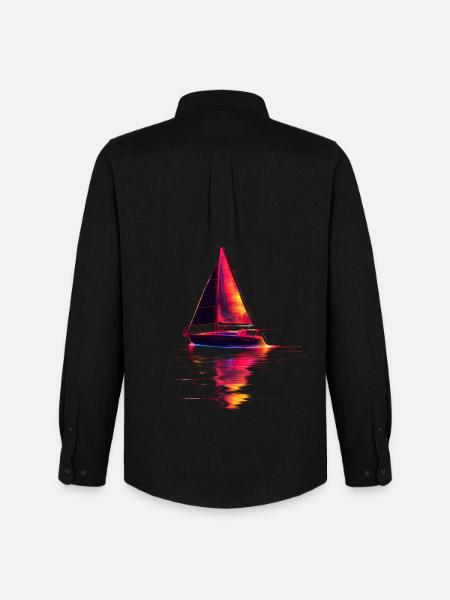 Segelschiff Retrowave - Männer Oxford Hemd von Stanley/Stella - Schwarz