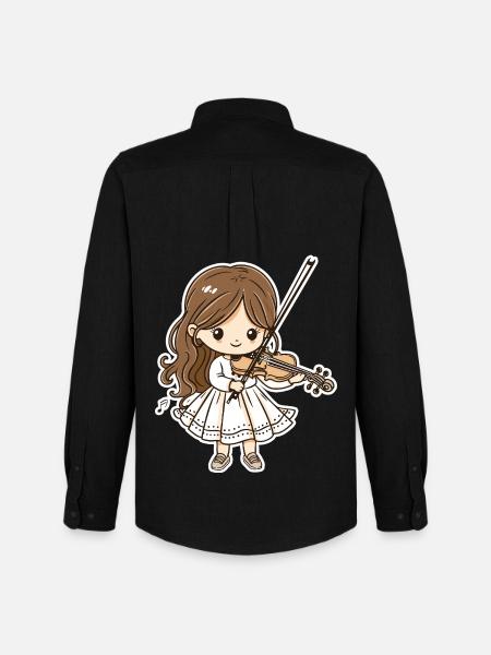 Violoniste fille dessin animé - Chemise Oxford homme Stanley/Stella - noir