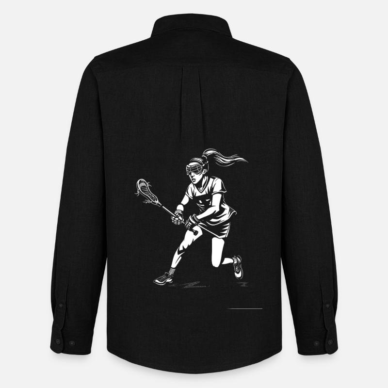 Weiblicher Lacrosse Spieler - Männer Oxford Hemd von Stanley/Stella - Schwarz
