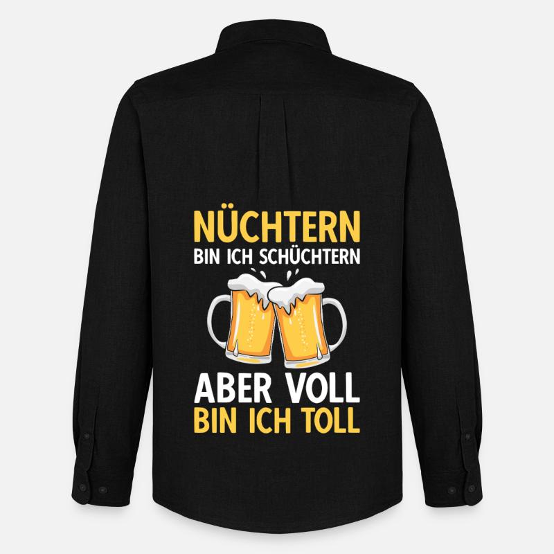 Bier Nüchtern bin ich schüchtern - Männer Oxford Hemd von Stanley/Stella - Schwarz