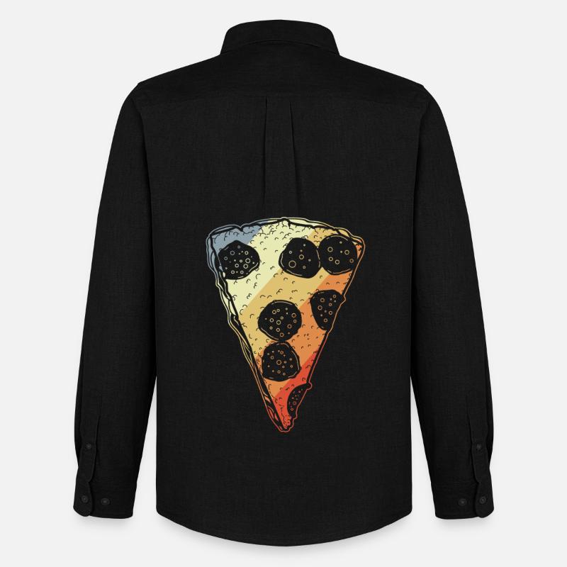 Retro Pizza - Männer Oxford Hemd von Stanley/Stella - Schwarz